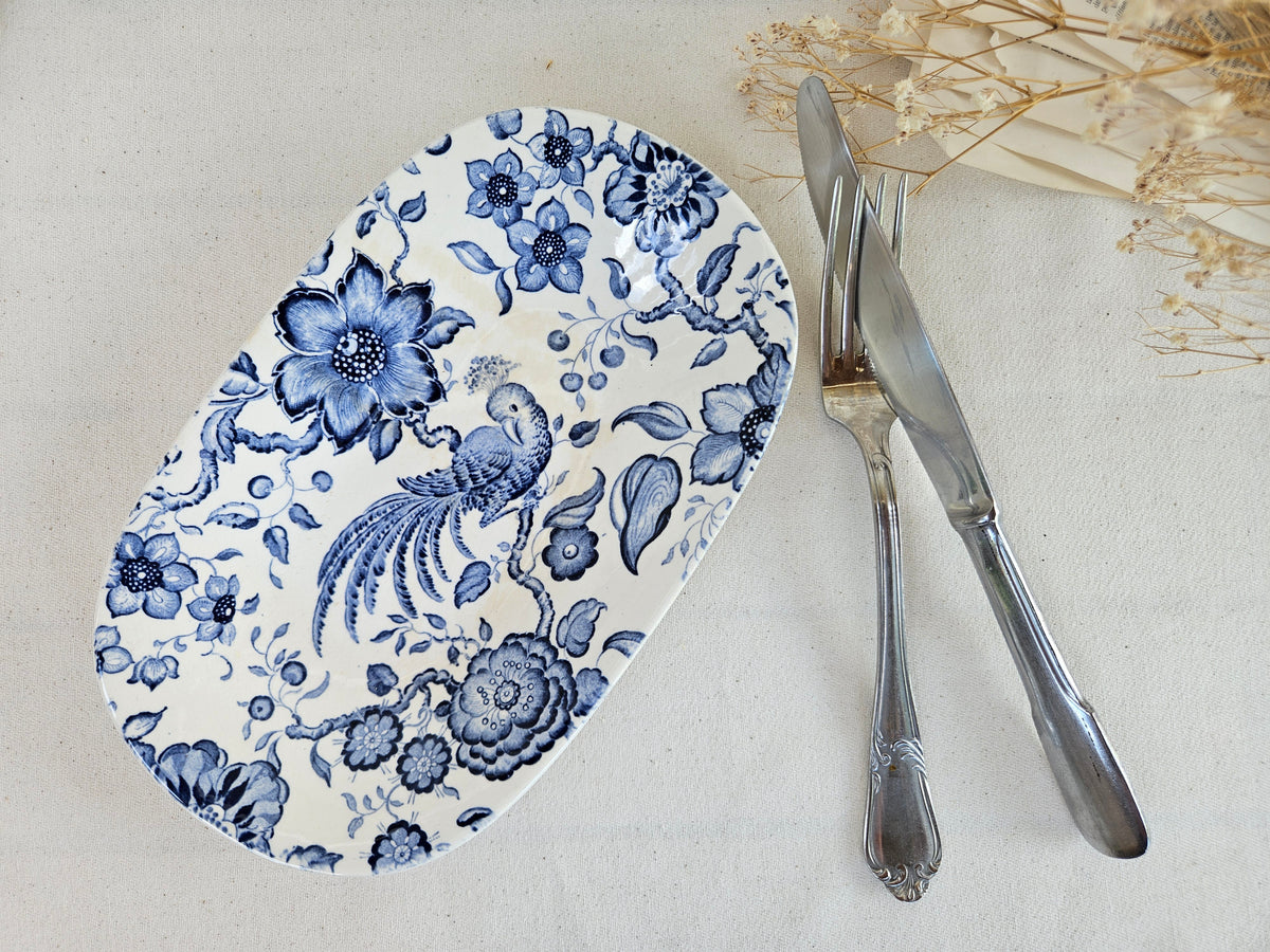 Ravier ancien Villeroy & Boch Paradiso bleu et blanc