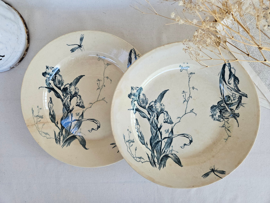 Duo de plats Gien Iris en terre de fer 28cm