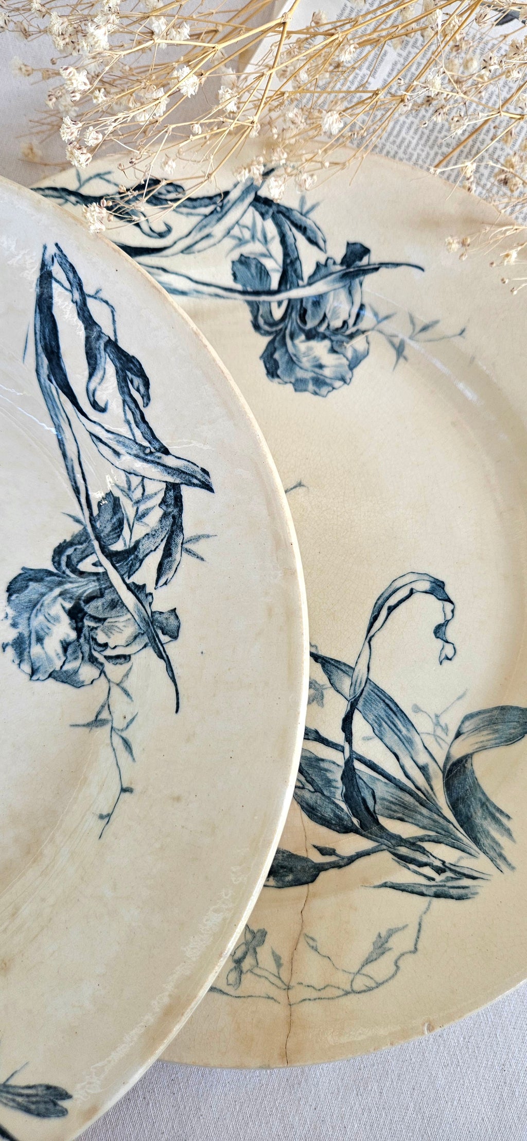 Duo de plats Gien Iris en terre de fer 28cm