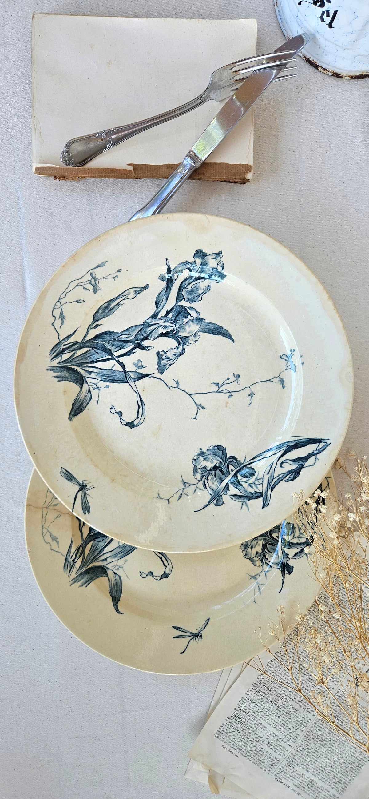 Duo de plats Gien Iris en terre de fer 28cm