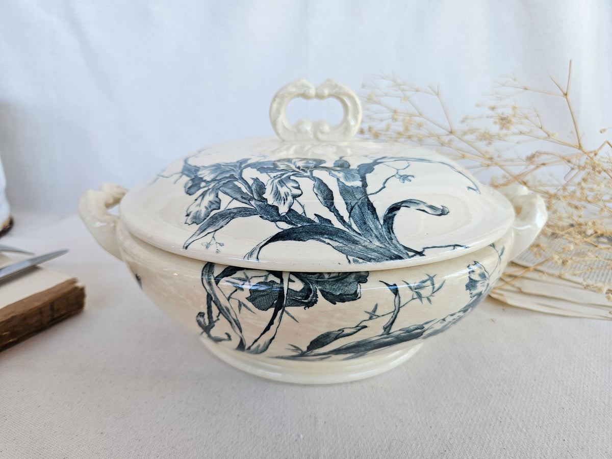 Soupière ancienne Gien Iris Terre de Fer