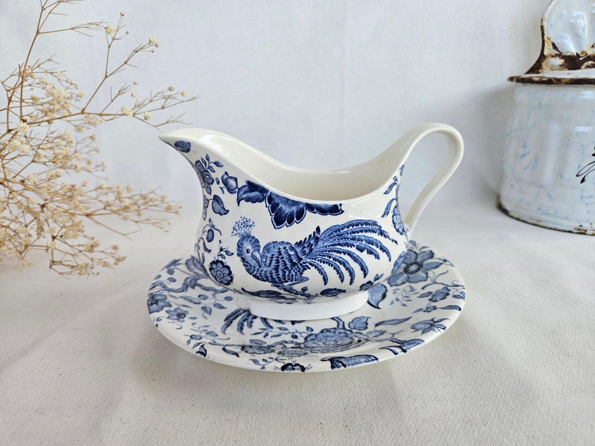 Saucière Villeroy & Boch Paradiso en faïence bleue et blanche