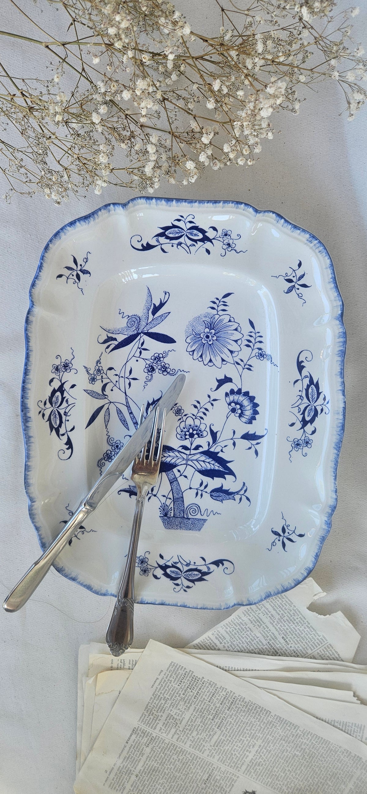 Grand plat de service Sarreguemines Lancaster 33x26 cm