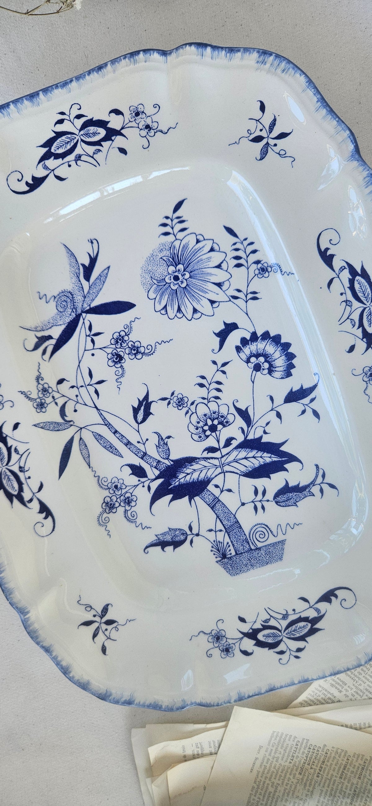 Grand plat de service Sarreguemines Lancaster 33x26 cm