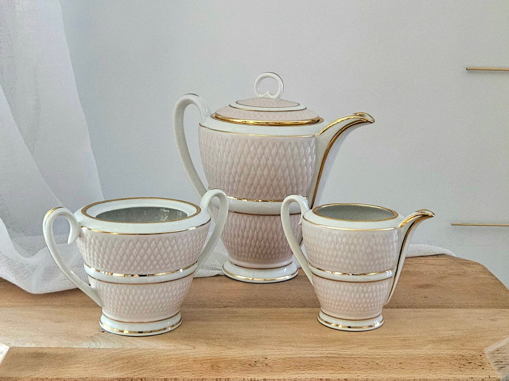 Service à thé / Café ancien A. Blin – porcelaine française dorée, circa 1930-1950