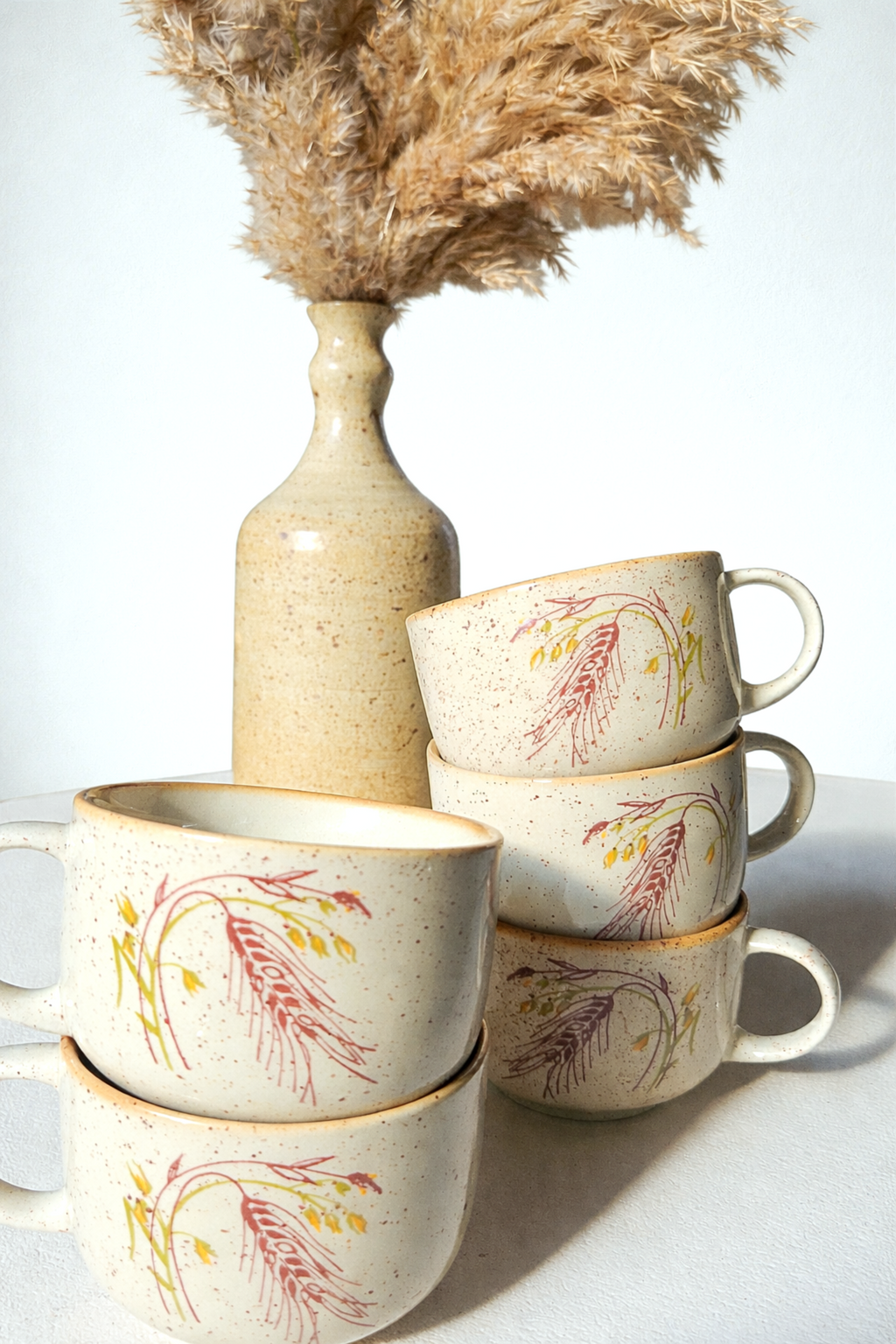 Lot de 5 tasses vintage en grès – Pologne (Tułowice)