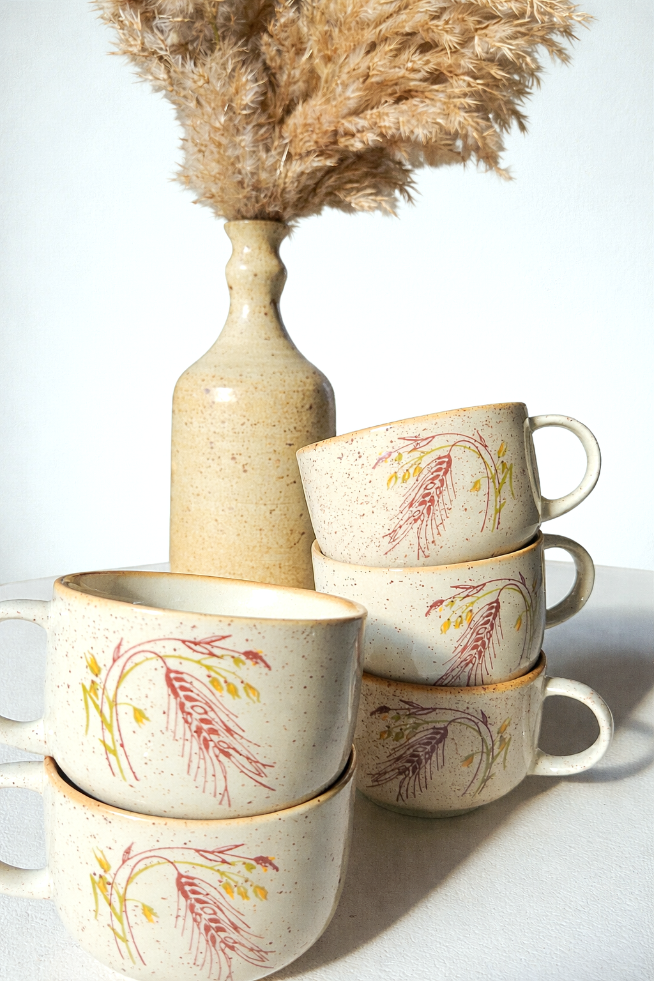 Lot de 5 tasses vintage en grès – Pologne (Tułowice)